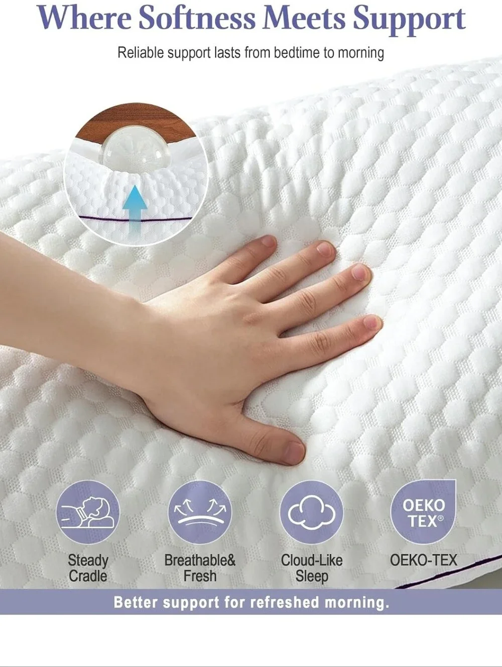 NIB 2 Pack Shredded Memory Foam Pillows Cooling Bamboo Covers Adjustable Loft